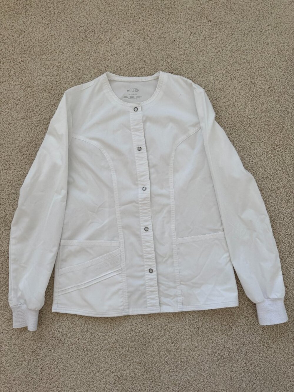 Luxe white,  long sleeve scrub top---XS--super soft